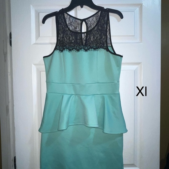 Trixxi Aqua or cool mint Peplum Dress - Picture 6 of 7